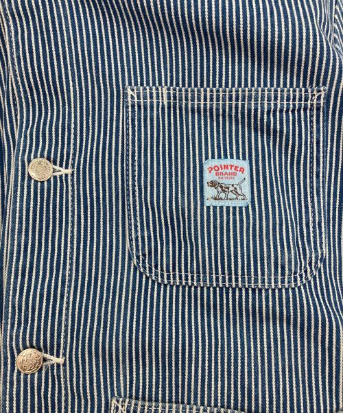 Pointer（ポインター）POINTER (ポインター) 90’S ヒッコリーストライプ カバーオール インディゴ サイズ:Lの古着・服飾アイテム