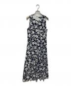 LAUREN RALPH LAURENローレンラルフローレン）の古着「総柄ノースリーブワンピース」｜ネイビー