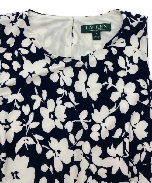LAUREN RALPH LAUREN（ローレンラルフローレン）LAUREN RALPH LAUREN (ローレンラルフローレン) 総柄ノースリーブワンピース ネイビー サイズ:6の古着・服飾アイテム