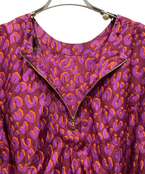 LOUIS VUITTON（ルイ ヴィトン）LOUIS VUITTON (ルイ ヴィトン) シルクレオパードワンピース パープル×ブラウン サイズ:44の古着・服飾アイテム