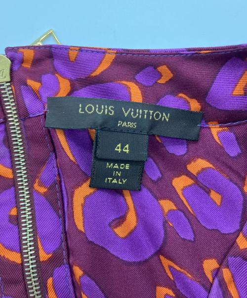 LOUIS VUITTON（ルイ ヴィトン）LOUIS VUITTON (ルイ ヴィトン) シルクレオパードワンピース パープル×ブラウン サイズ:44の古着・服飾アイテム
