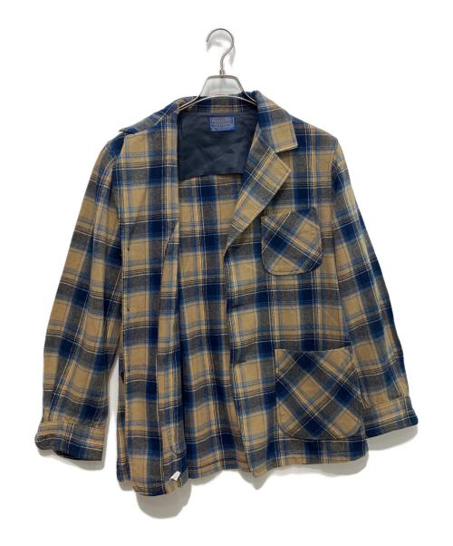 PENDLETON（ペンドルトン）PENDLETON (ペンドルトン) 70-80s3Bテーラードジャケット USA製 ベージュ×ブルー サイズ:Mの古着・服飾アイテム