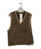 doubletダブレット）の古着「MONOGRAM JQ KNIT VEST」｜ブラウン