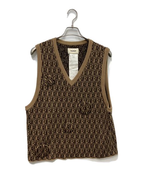 doublet（ダブレット）doublet (ダブレット) MONOGRAM JQ KNIT VEST ブラウン サイズ:Lの古着・服飾アイテム