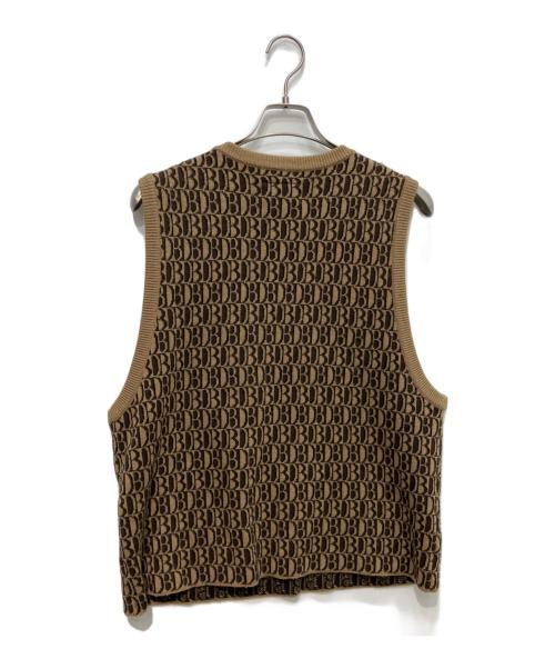 doublet（ダブレット）doublet (ダブレット) MONOGRAM JQ KNIT VEST ブラウン サイズ:Lの古着・服飾アイテム