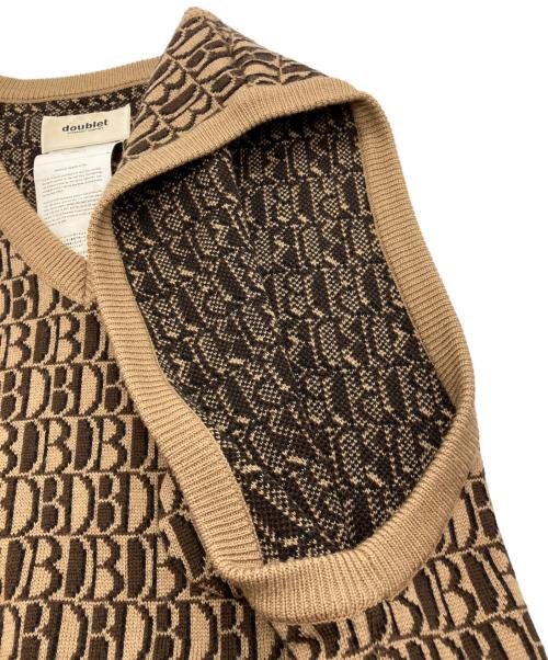doublet（ダブレット）doublet (ダブレット) MONOGRAM JQ KNIT VEST ブラウン サイズ:Lの古着・服飾アイテム