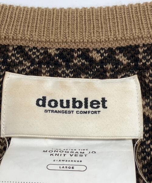 doublet（ダブレット）doublet (ダブレット) MONOGRAM JQ KNIT VEST ブラウン サイズ:Lの古着・服飾アイテム