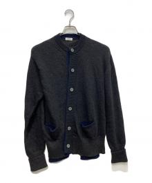 MAATEE&SONS（マーティーアンドサンズ）の古着「強撚ひょっとこクルーネックカーディガン」｜ブラック