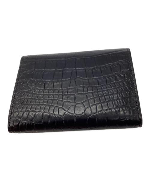 VERSACE（ヴェルサーチェ）VERSACE (ヴェルサーチェ) クロコ型押し3つ折り財布 ブラック サイズ:-の古着・服飾アイテム
