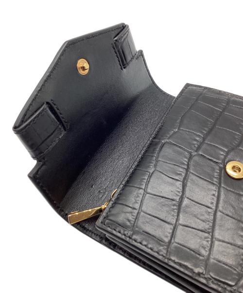 VERSACE（ヴェルサーチェ）VERSACE (ヴェルサーチェ) クロコ型押し3つ折り財布 ブラック サイズ:-の古着・服飾アイテム