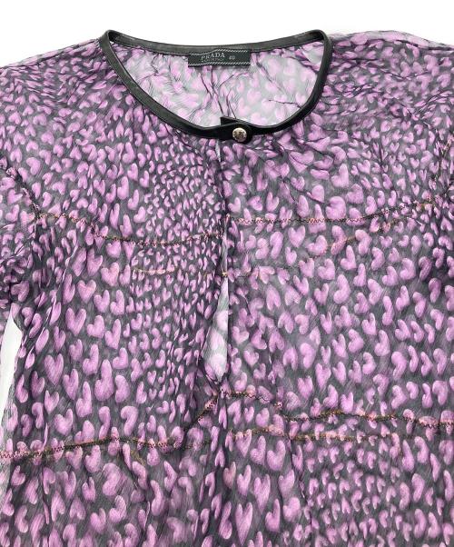 PRADA（プラダ）PRADA (プラダ) ハート柄シルクブラウス パープル サイズ:40の古着・服飾アイテム