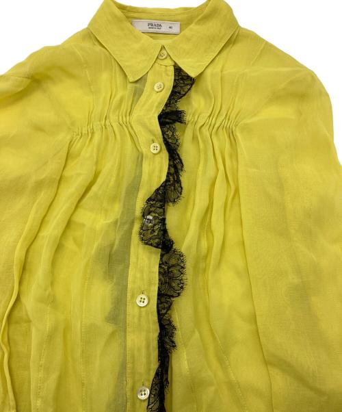 PRADA（プラダ）PRADA (プラダ) レース切替チュールシャツ イエロー サイズ:40の古着・服飾アイテム