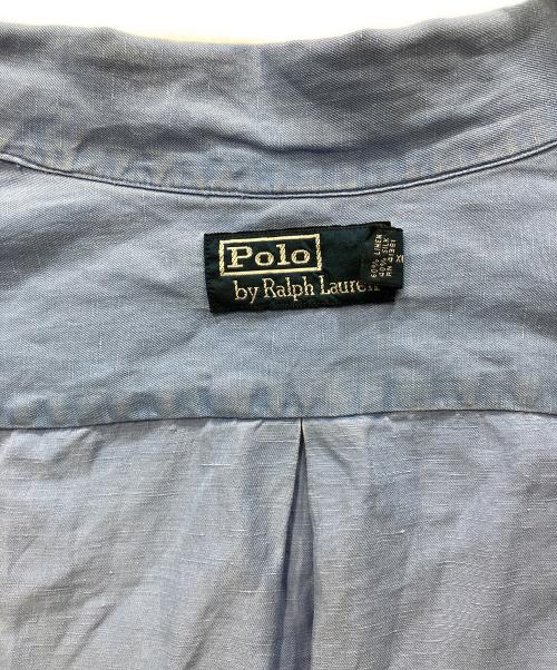 POLO RALPH LAUREN（ポロ・ラルフローレン）POLO RALPH LAUREN (ポロ・ラルフローレン) オープンカラーシャツ　リネン・シルク ブルー サイズ:Lの古着・服飾アイテム