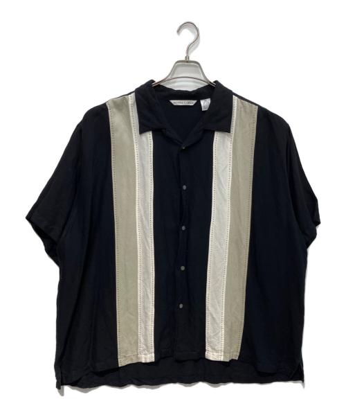 MONTE CARLO（モンテカルロ）MONTE CARLO (モンテカルロ) レーヨンリネンオープンカラーシャツ ブラック サイズ:2Xの古着・服飾アイテム