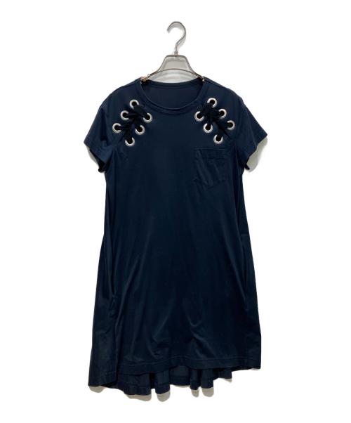 sacai（サカイ）sacai (サカイ) レースアップカットソーワンピース　18-03646 ネイビー サイズ:3の古着・服飾アイテム