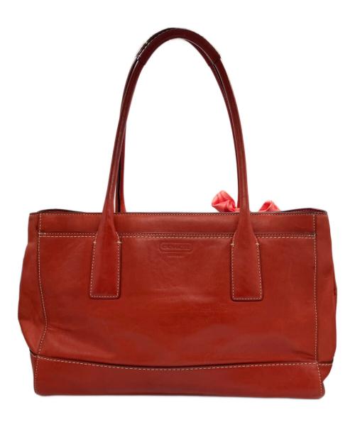 COACH（コーチ）COACH (コーチ) ターンロックレザートートバッグ　 レッドの古着・服飾アイテム