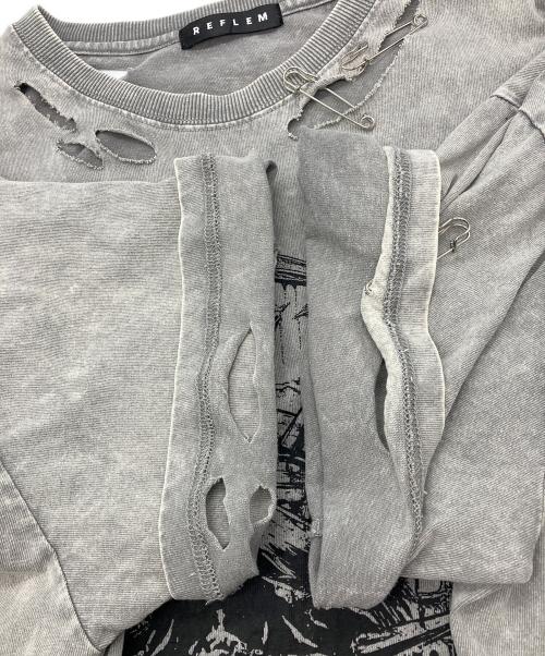 REFLEM（レフレム）REFLEM (レフレム) 安全ピン付きダメージTシャツ　4069100300RF26-A03 グレー サイズ:Freeの古着・服飾アイテム