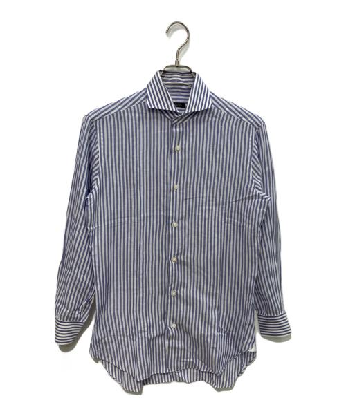 BARBA（バルバ）BARBA (バルバ) ホリゾンタルカラーストライプシャツ　イタリア製 ブルー×ホワイト サイズ:38/15の古着・服飾アイテム