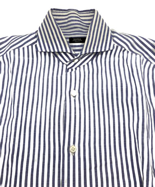 BARBA（バルバ）BARBA (バルバ) ホリゾンタルカラーストライプシャツ　イタリア製 ブルー×ホワイト サイズ:38/15の古着・服飾アイテム