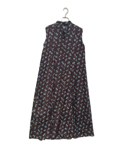 PAUL SMITH（ポールスミス）Paul Smith (ポールスミス) フラワープリントプリーツワンピース　OPPPIW0904 ブラウン サイズ:38の古着・服飾アイテム