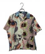 PAUL SMITHポールスミス）の古着「サンフラワープリントオープンカラーシャツ　BLPPNS0201」｜ピンク×グリーン