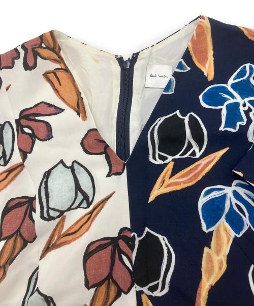 PAUL SMITH（ポールスミス）Paul Smith (ポールスミス) チューリップバイカラーブラウスワンピース　OPPPKA0502 ホワイト×ネイビー サイズ:38の古着・服飾アイテム