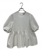 UNITED ARROWS TOKYOユナイテッドアローズトウキョウ）の古着「AIRY ジャカード 5SL ペプラム ブラウス」｜ホワイト