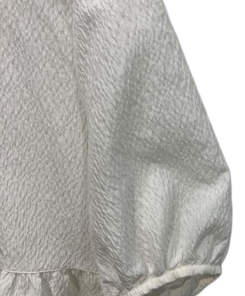UNITED ARROWS TOKYO（ユナイテッドアローズトウキョウ）UNITED ARROWS TOKYO (ユナイテッドアローズトウキョウ) AIRY ジャカード 5SL ペプラム ブラウス ホワイト サイズ:38の古着・服飾アイテム