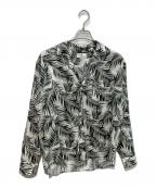 colony clothingコロニークロージング）の古着「オープンカラーシャツ リーフ」｜ホワイト×グリーン