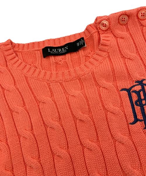 LAUREN RALPH LAUREN（ローレン ラルフ ローレン）LAUREN RALPH LAUREN (ローレン ラルフ ローレン) S/Sケーブルニット オレンジ サイズ:XSの古着・服飾アイテム