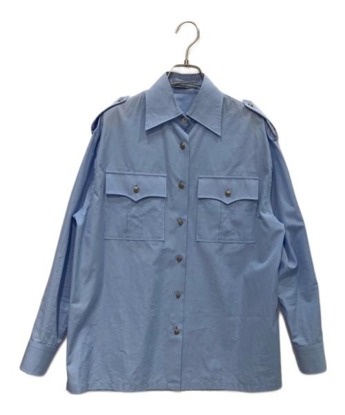 PRADA（プラダ）PRADA (プラダ) エポーレットドレスシャツ ブルー サイズ:36の古着・服飾アイテム