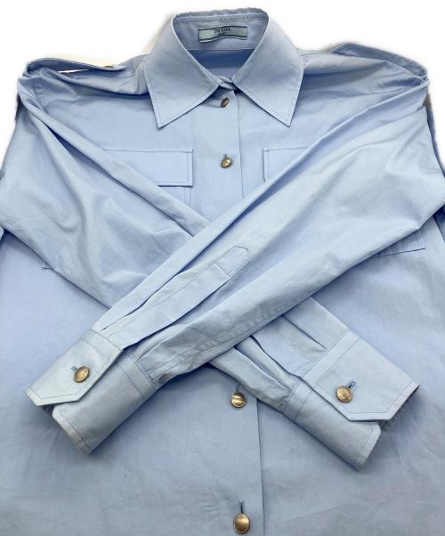 PRADA（プラダ）PRADA (プラダ) エポーレットドレスシャツ ブルー サイズ:36の古着・服飾アイテム
