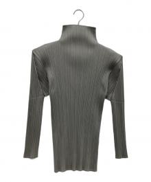 PLEATS PLEASE（プリーツプリーズ）の古着「ハイネックプリーツカットソー」｜グレー