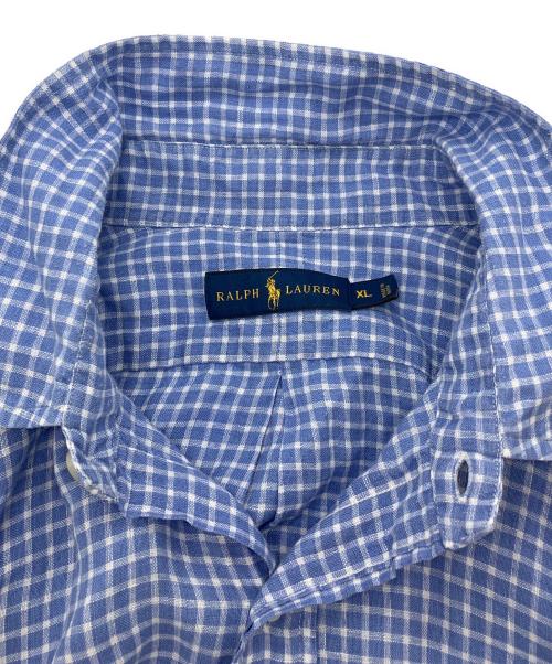 RALPH LAUREN（ラルフローレン）RALPH LAUREN (ラルフローレン) リネンチェックシャツ ブルー サイズ:XLの古着・服飾アイテム