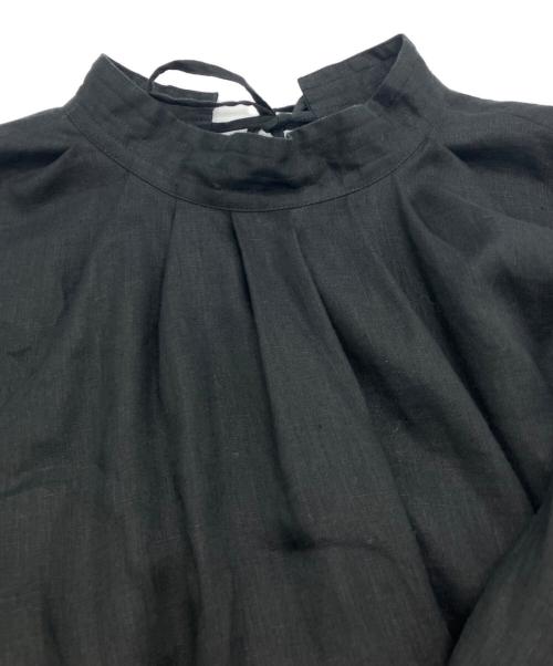 PLAIN PEOPLE（プレインピープル）PLAIN PEOPLE (プレインピープル) タックリネンワンピース ブラック サイズ:3の古着・服飾アイテム