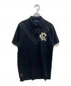 POLO RALPH LAURENポロ・ラルフローレン）の古着「V字切替ポロシャツ」｜ブラック