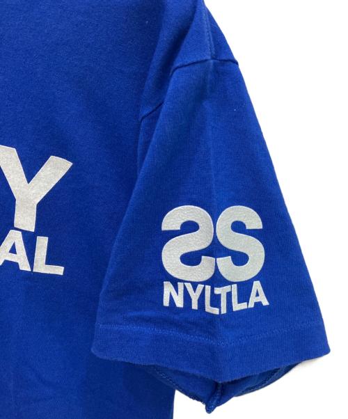 stussy（ステューシー）stussy (ステューシー) ラメプリントTシャツ　OLD　 USA製 銀タグ ブルー サイズ:Mの古着・服飾アイテム
