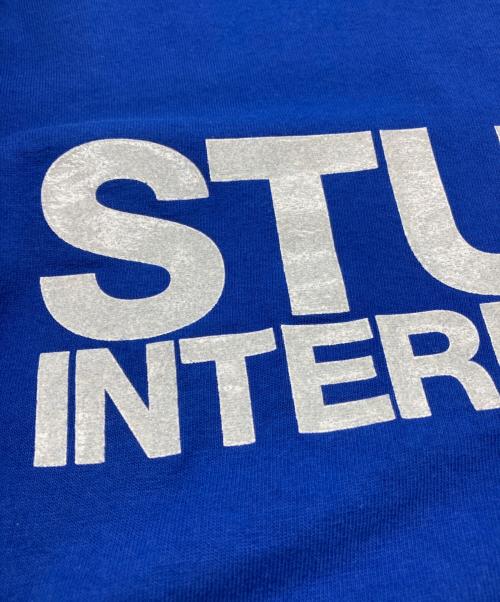 stussy（ステューシー）stussy (ステューシー) ラメプリントTシャツ　OLD　 USA製 銀タグ ブルー サイズ:Mの古着・服飾アイテム