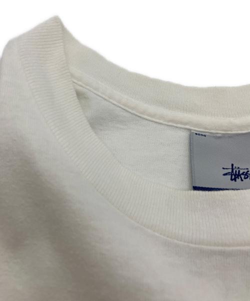 stussy（ステューシー）stussy (ステューシー) プリントTシャツ　OLD　USA製 銀タグ　 ホワイト サイズ:Mの古着・服飾アイテム