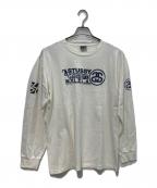 stussyステューシー）の古着「90sロングスリーブカットソー  OLD  USA製 紺タグ」｜ホワイト