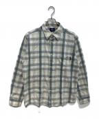 stussyステューシー）の古着「90sブロックチェックシャツ　OLD　紺タグ」｜グレー