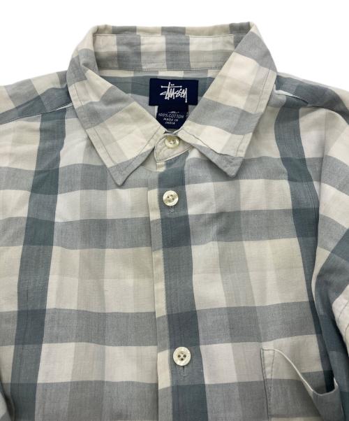 stussy（ステューシー）stussy (ステューシー) 90sブロックチェックシャツ　OLD　紺タグ グレー サイズ:Mの古着・服飾アイテム