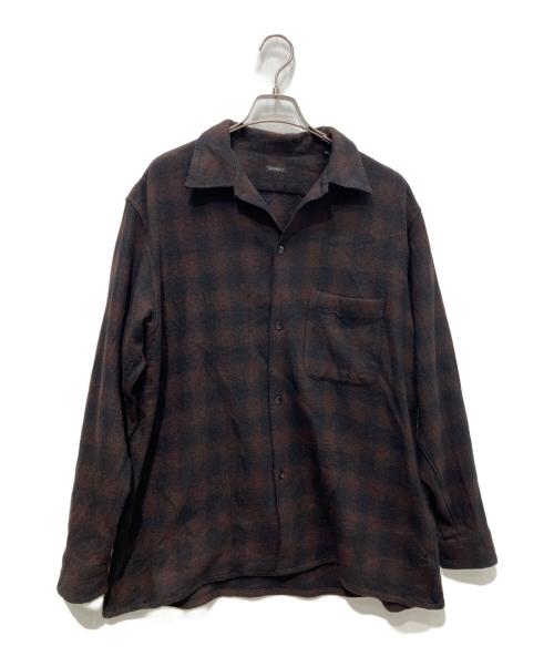 COMOLI（コモリ）COMOLI (コモリ) ウールチェックオープンカラーシャツ ブラウン サイズ:3の古着・服飾アイテム
