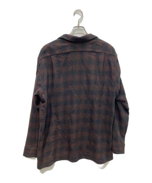 COMOLI（コモリ）COMOLI (コモリ) ウールチェックオープンカラーシャツ ブラウン サイズ:3の古着・服飾アイテム