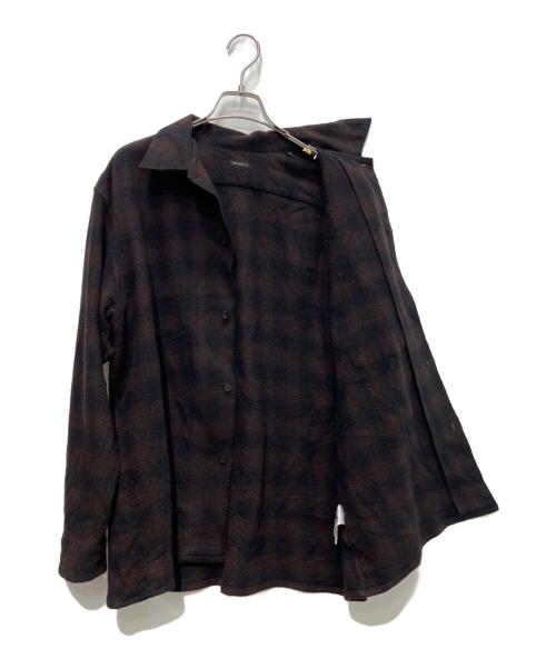 COMOLI（コモリ）COMOLI (コモリ) ウールチェックオープンカラーシャツ ブラウン サイズ:3の古着・服飾アイテム