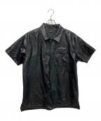 lastnestラストネスト）の古着「25SS　Leather Switching S/S Shirts」｜ブラック