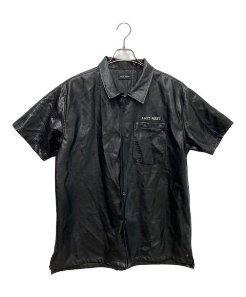 lastnest（ラストネスト）lastnest (ラストネスト) 25SS　Leather Switching S/S Shirts ブラック サイズ:Lの古着・服飾アイテム