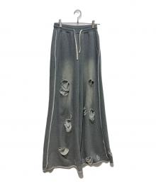 DANKE SCHON（ダンケ シェーン）の古着「DAMAGE SWEAT WIDE PANTS」｜グレー