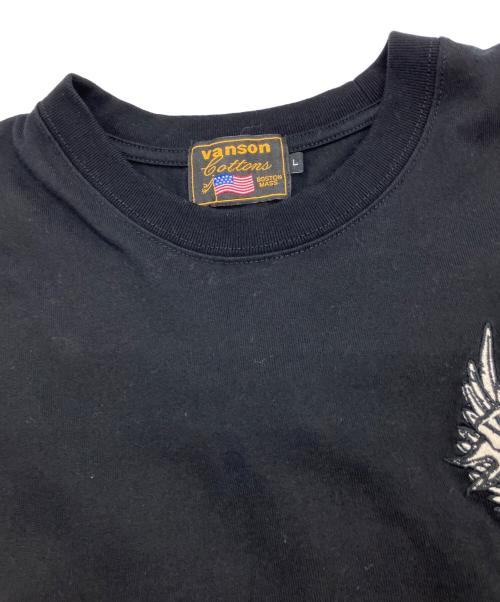 VANSON（バンソン）VANSON (バンソン) 刺繍Tシャツ ブラック サイズ:Lの古着・服飾アイテム