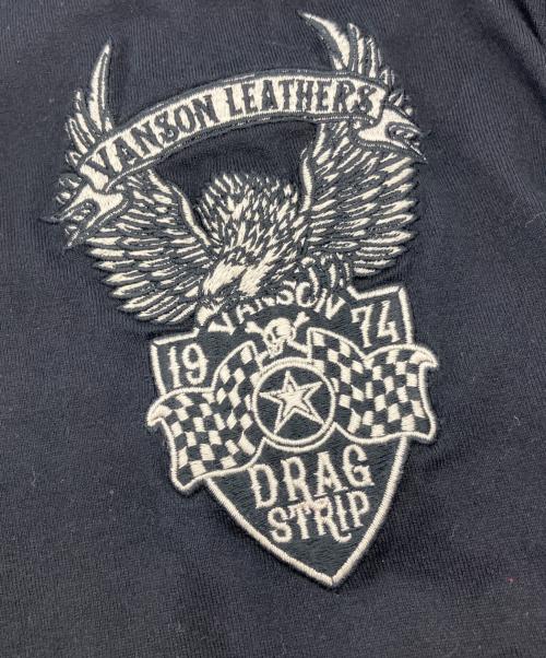 VANSON（バンソン）VANSON (バンソン) 刺繍Tシャツ ブラック サイズ:Lの古着・服飾アイテム